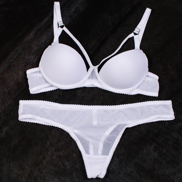 Lebonbon handmade white push-up bra with mesh - Picture 2 of 4